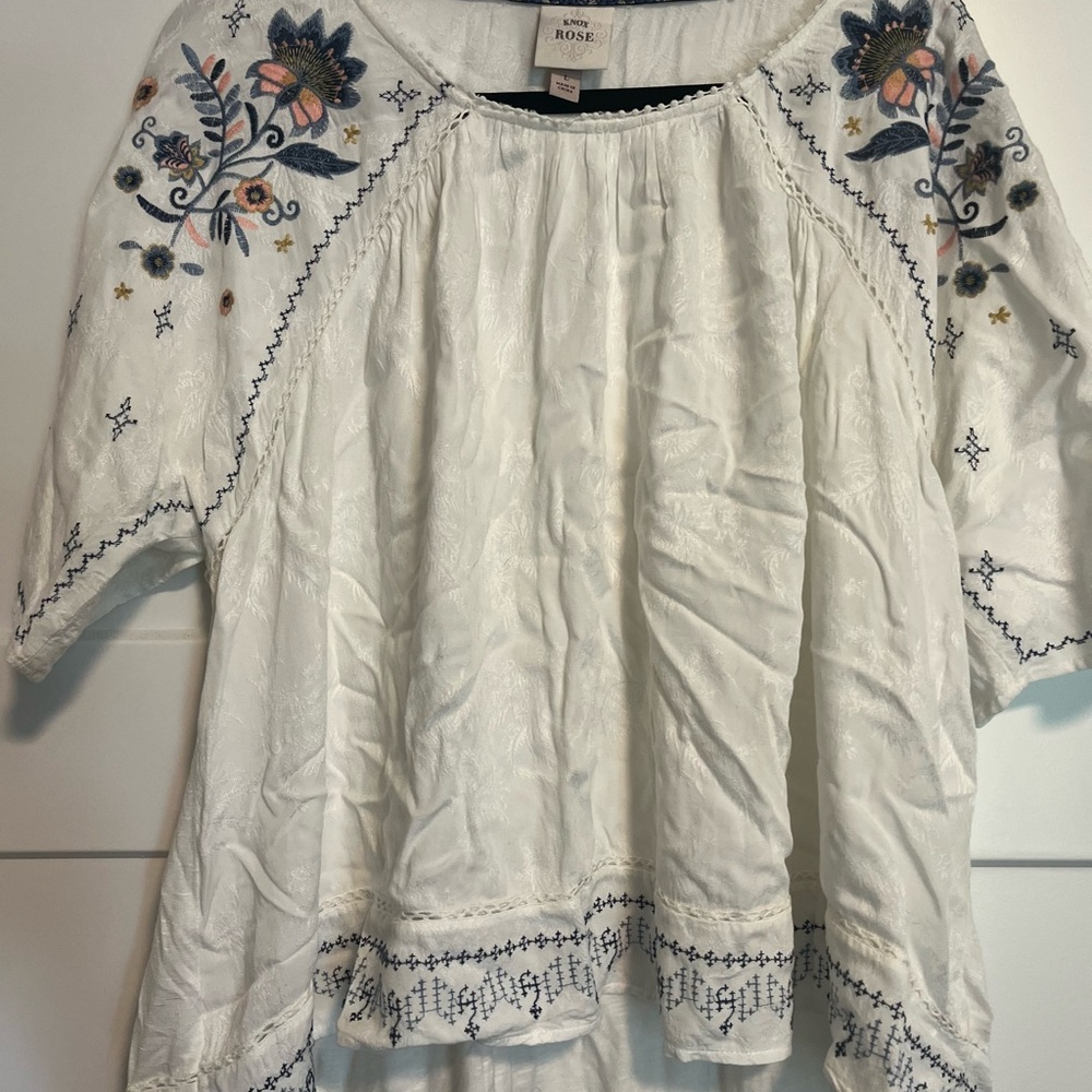 Knox Rose Cream Embellished 3/4 Sleeve Blouse